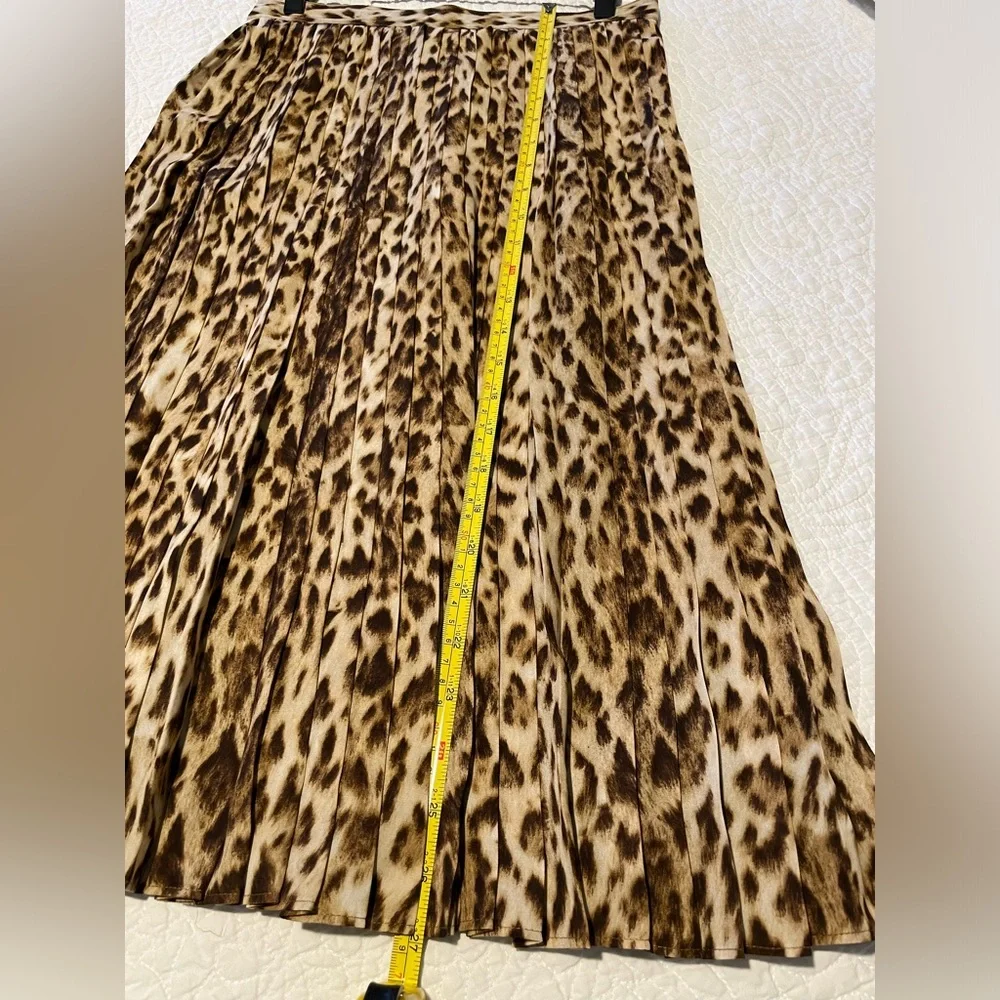 J. Crew Beige and Brown Leopard Print Pleated A-Line Skirt - Picture 6 of 11